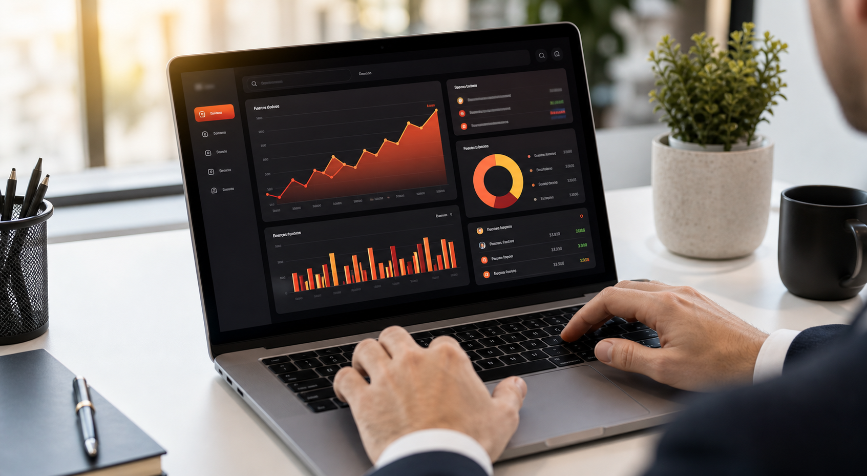 Manufacturing ERP dashboard on a laptop